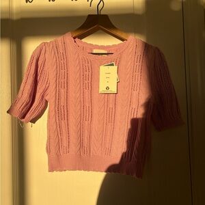Lavender Knit Short Sleeve Sweater